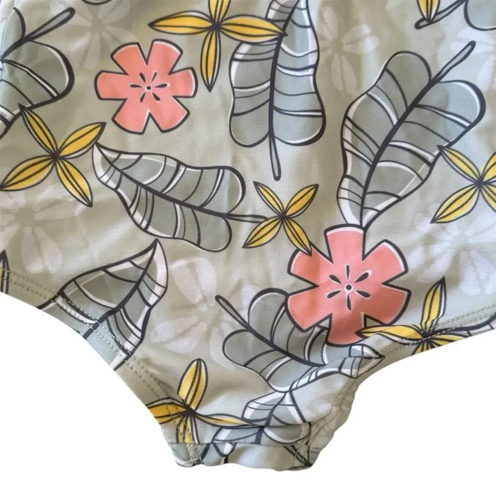 Disney Princess Moana Rashguard Long Sleeves  One-Piece Swimsuit Hat Set 18M